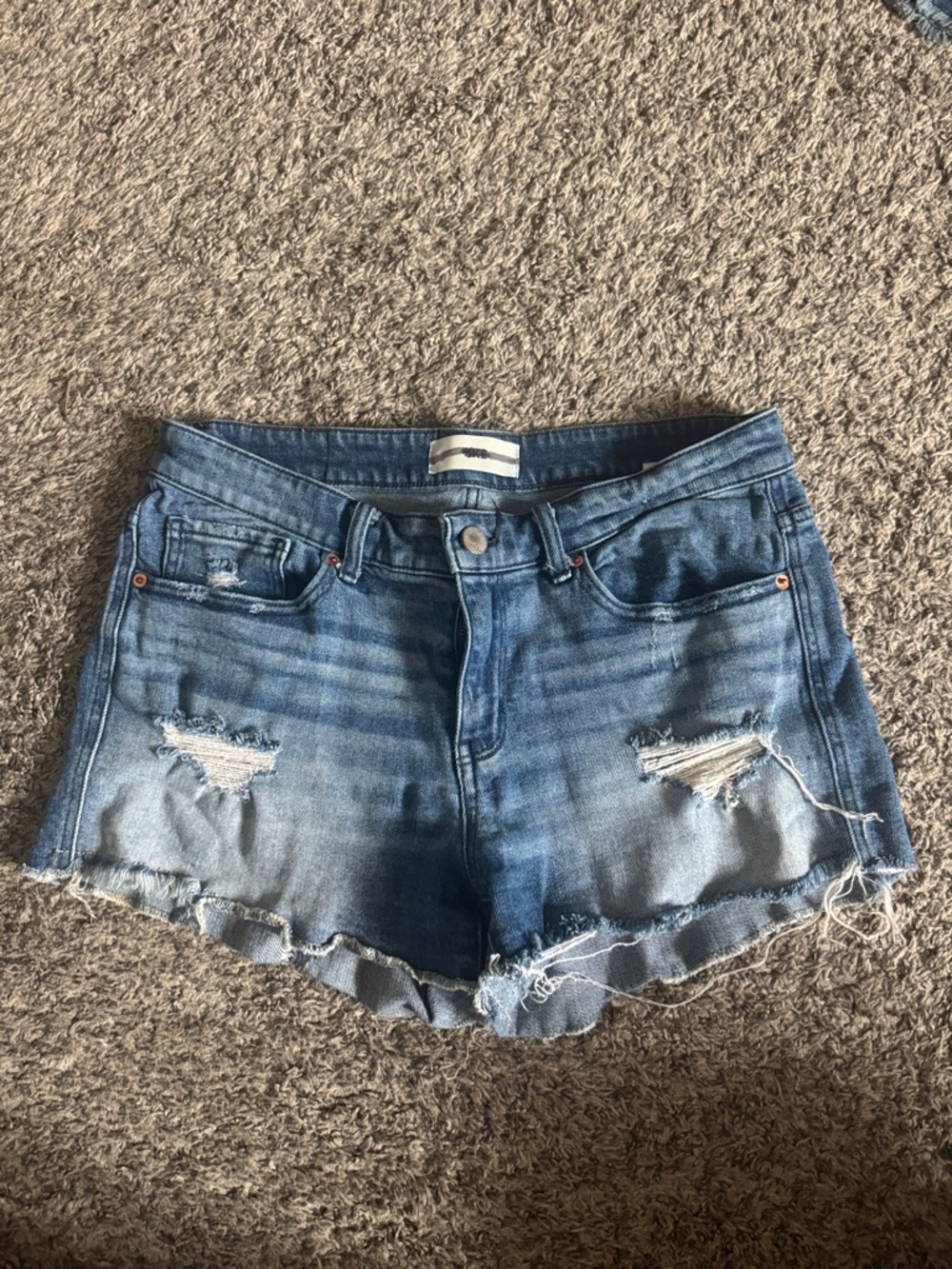BKE Women's Blue Distressed Denim Shorts